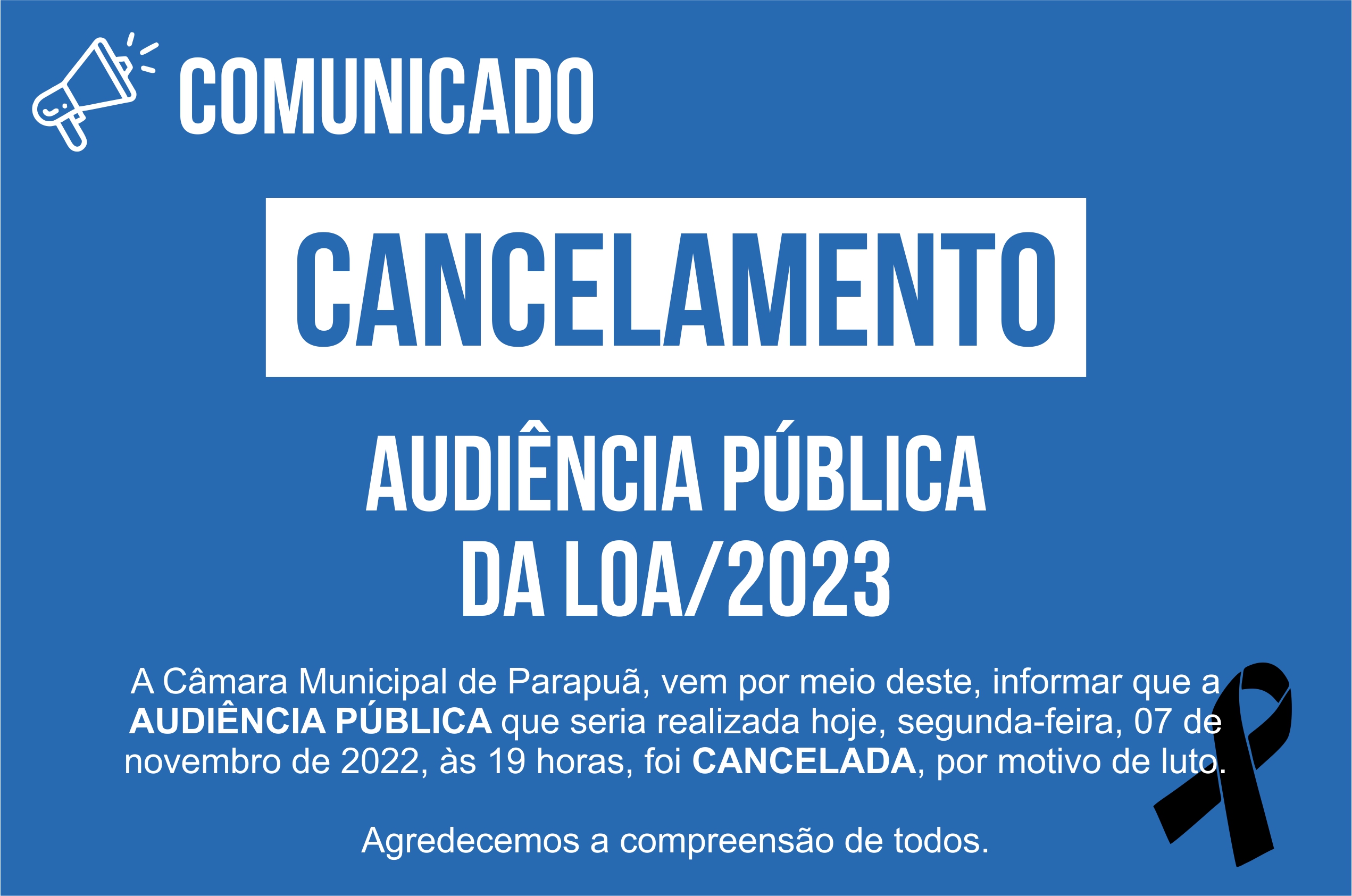 Cancelamento da Audiência Pública - LOA 2023