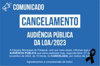 Cancelamento da Audiência Pública - LOA 2023